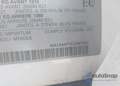 2018 Audi Sq5 3.0T Premium Plus z USA, uszkodzony, nr VIN WA1A4AFYXJ2061822